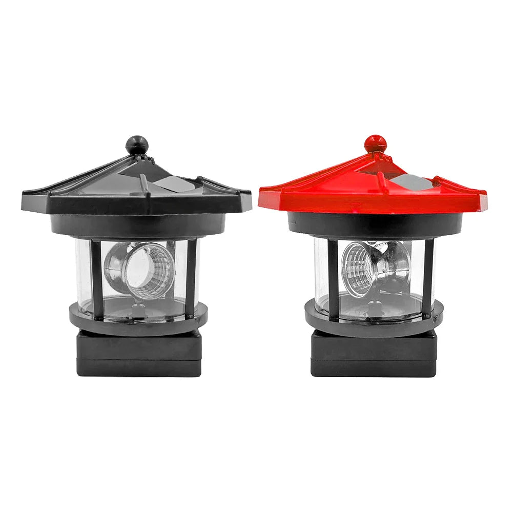 Carvallo LightTower Solar LED fyrtornlampa | Rotations effekt & ljussensor | För trädgård, staket & balkong | 9,5 cm