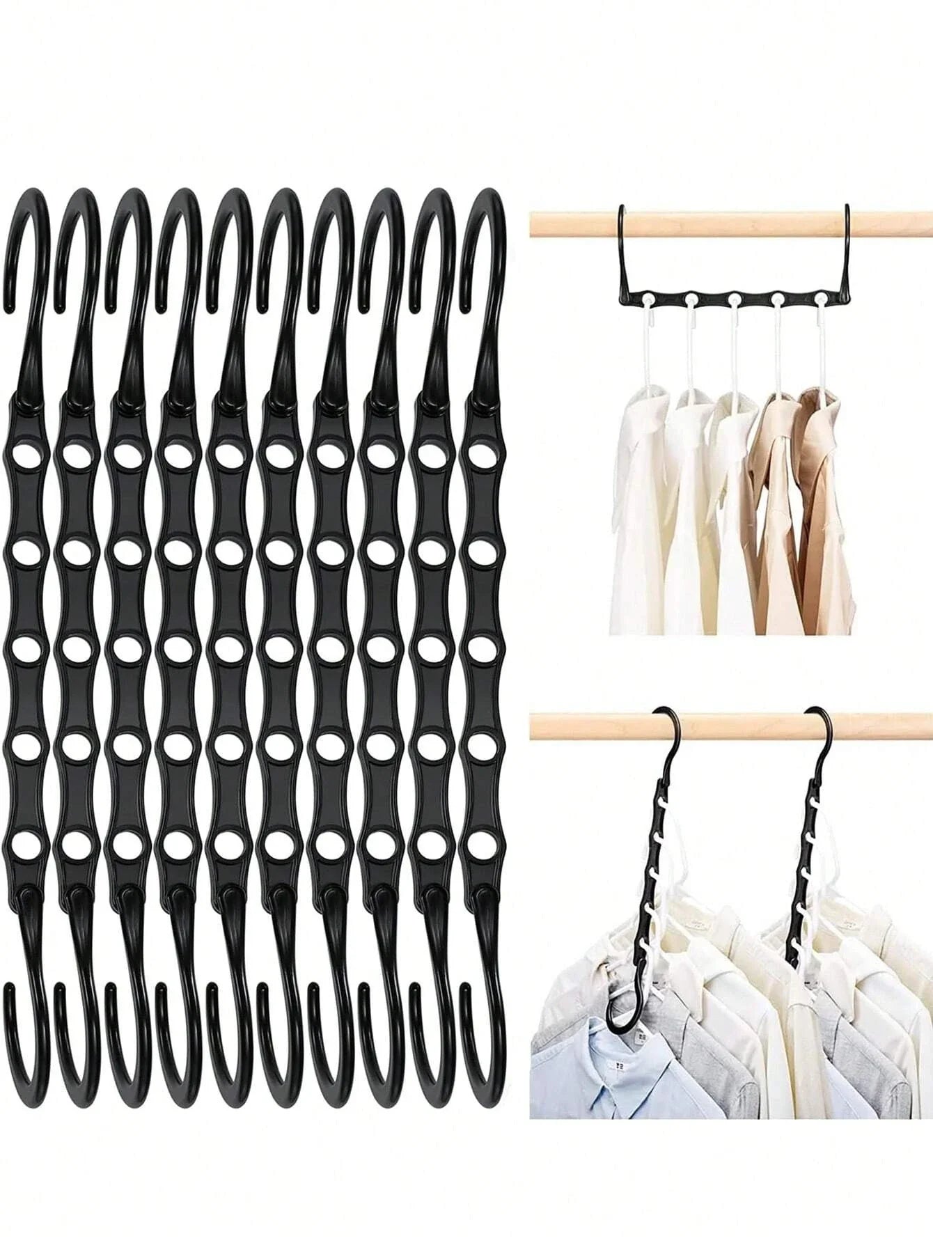 Carvallo Utrymmessparande klädhängare 5/10/20 stycken | Multifunktionella hängare för garderobsorganisation | Robust plastdesign | För mer förvaring i garderoben