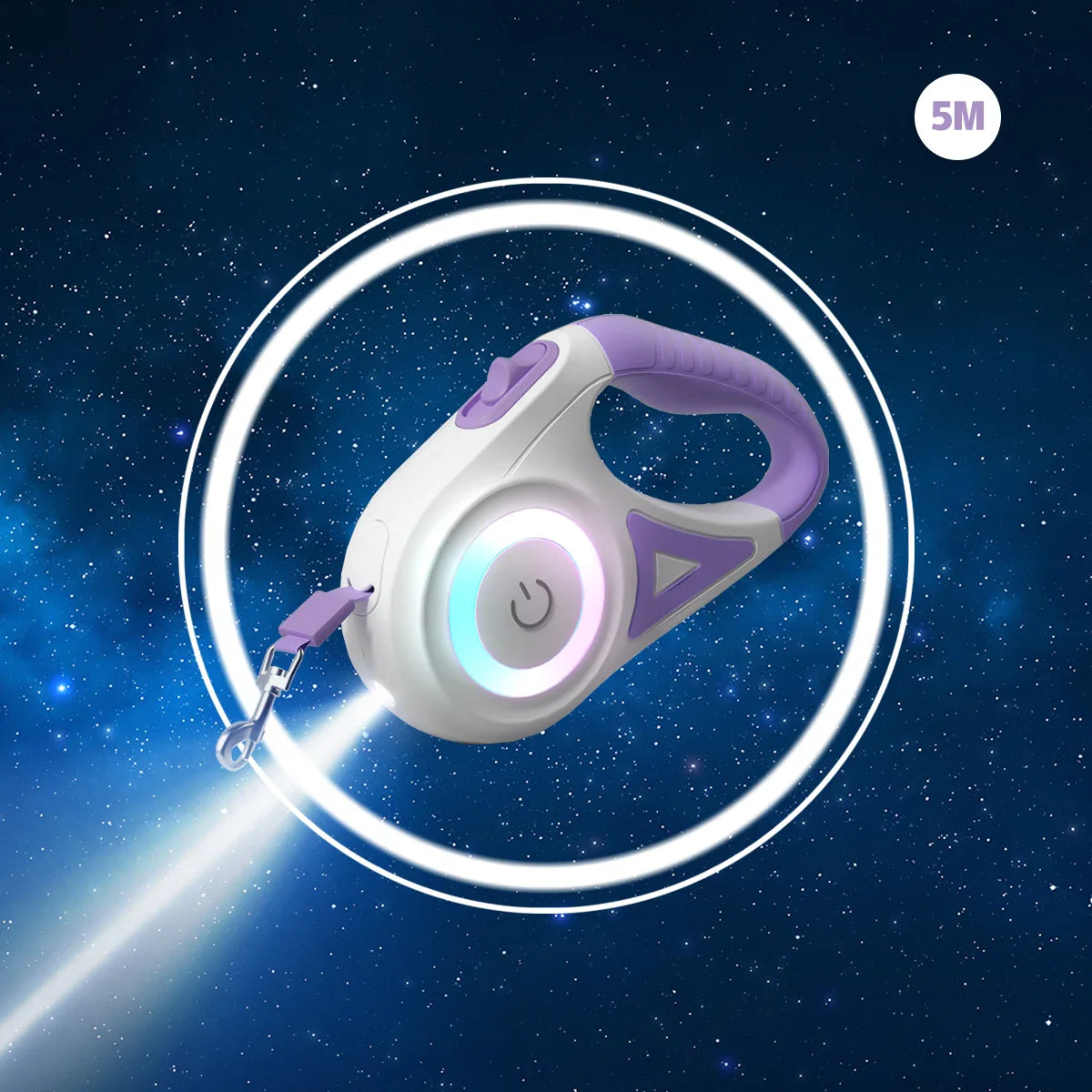 Carvallo Hundeleine LumiLeash FlexiLight | Utdragbar koppel med belysning | 3 m & 5 m längd | För hundar & katter upp till 35 kg