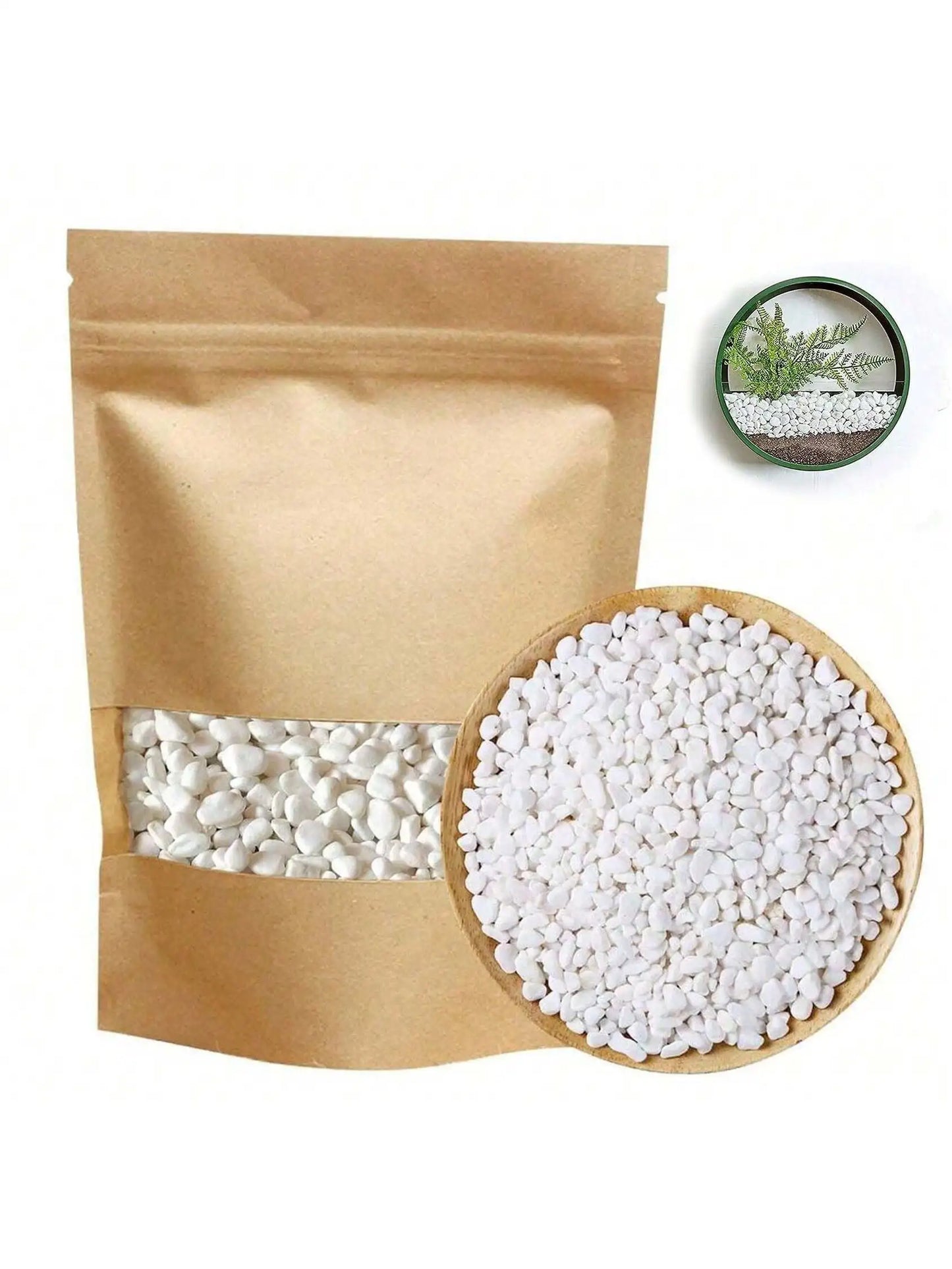 Carvallo Dekosteine Vit Mini | Dekorativ sten för Vaser, Bonsai & Sukkulenter | För Inomhus & Utomhus | Natursten