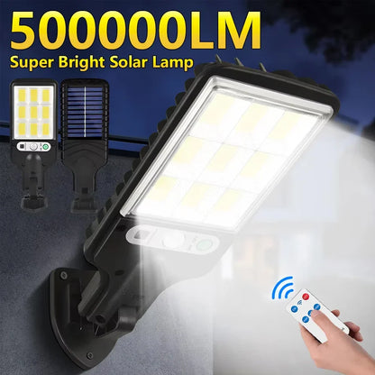 Carvallo MotionBright Solarlampa med rörelsesensor | IP65 Vattentät | Med fjärrkontroll &amp; 3 ljuslägen | För trädgård, vägg &amp; uppfart