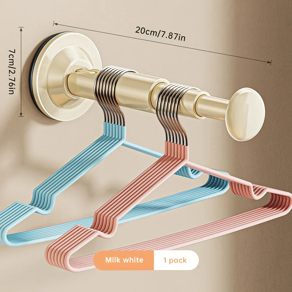 Carvallo FlexiHang | Teleskopfäste med sugkopp | Justerbar & borrfri | För badrum, hall & tvättstuga