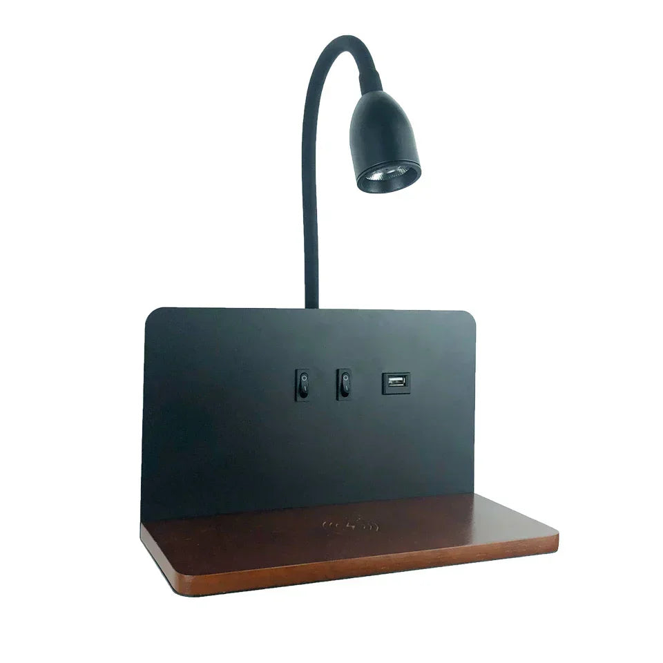 BrightShelf - LED Vägglampa med USB-port och Hylla