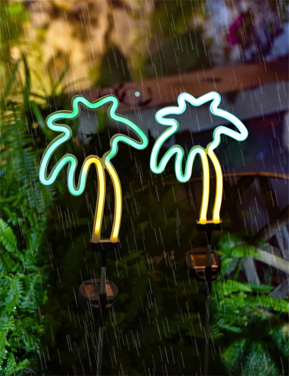 Carvallo NaturDécor Solar-Neon-Trädgårdslampa Kaktus & Flamingo | LED Jordspett IP65 Vattentät