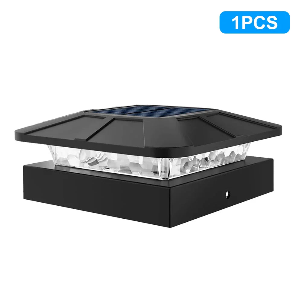 Carvallo Solar-postkapsljus 10 × 10 cm | 3-färgers LED med 2 ljusstyrkenivåer | IP65 solstaketljus för trädgårdsträdpålar