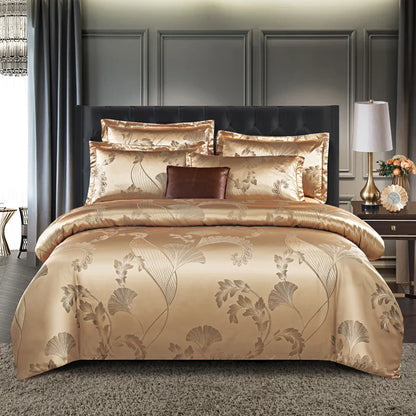 Wostar Satijn Rayon Jacquard Påslakan 220x240 Sommarluxus Dubbelsäng Duntäcke Sängkläder Set