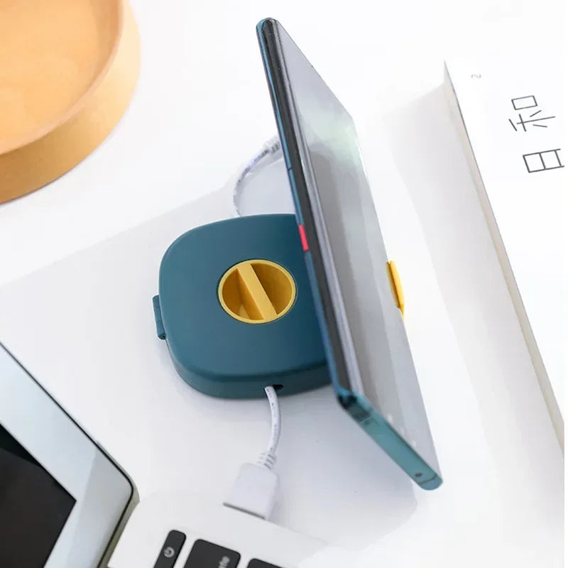 Carvallo Kabelaufwickler mit Drehmechanismus | Tragbare Kabelbox & Handyhalter | Für Kopfhörer, Maus- & Ladekabel