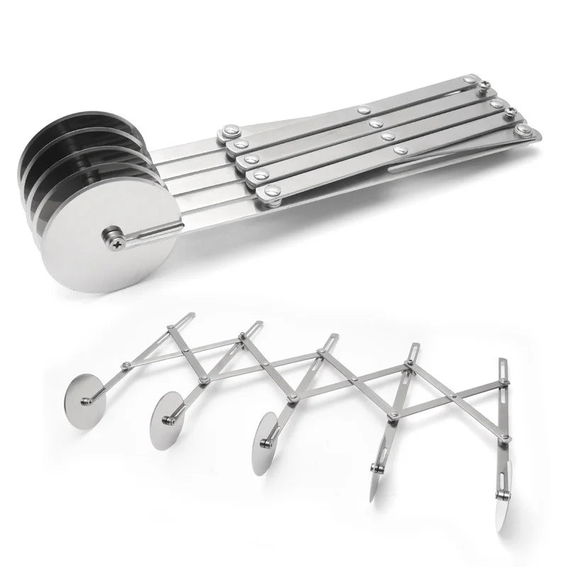 SlicePro™ Rostfritt stål degskärare | Fällbar &amp; Justerbar | 3–7 Hjul | Perfekt portionering för pizza, bakverk &amp; pasta