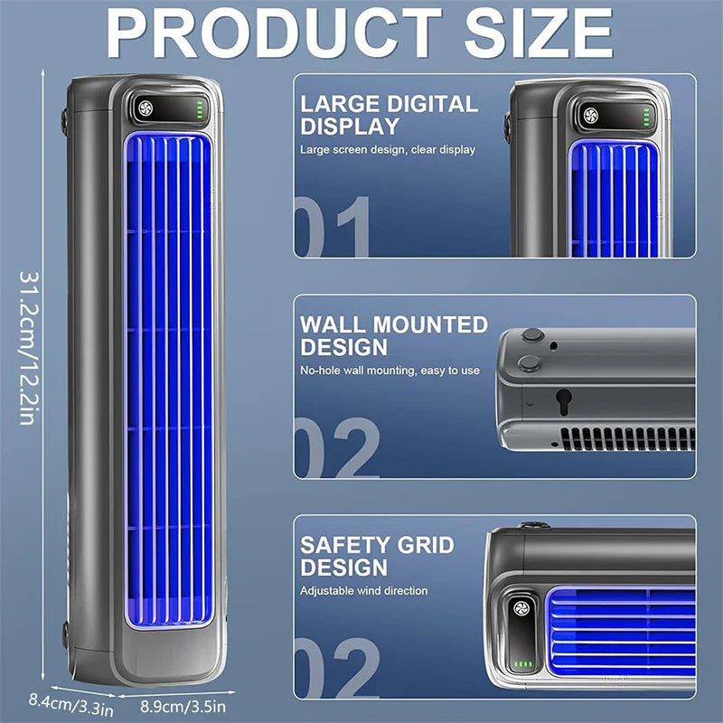 Bärbar bladlös luftkonditionering med USB-laddning och 3 hastigheter