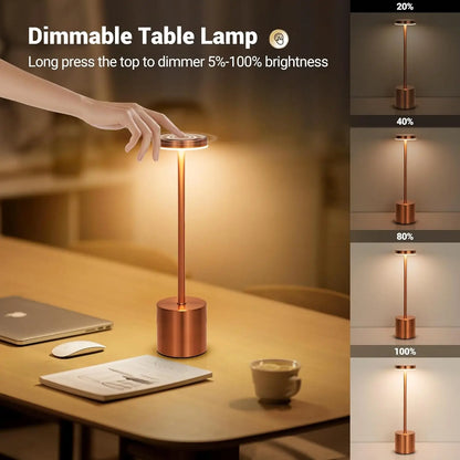 LumoTouch™ LED bordslampa | Trådlös &amp; Återuppladdningsbar | Touchsensor | 3-stegs dimmer | Modern aluminiumdesign