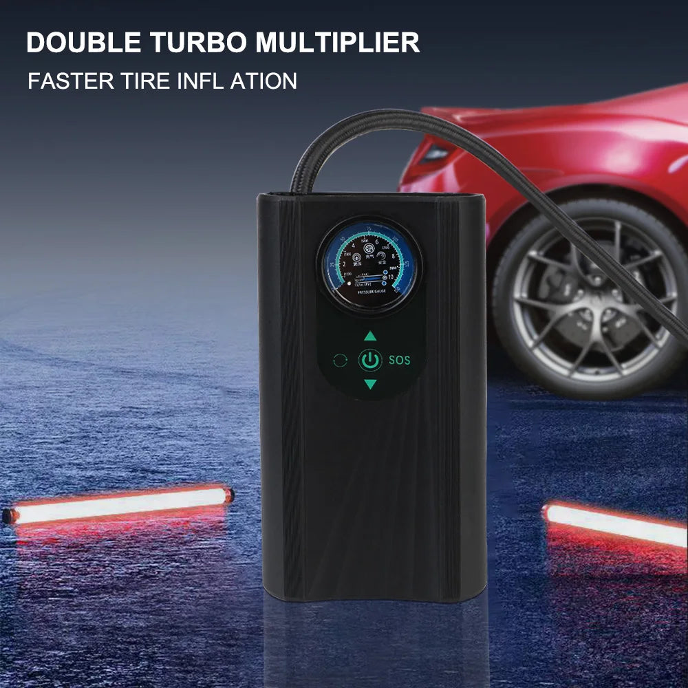 Carvallo AutoAirX Pro | Bärbar kompressor 12V | Metallcylinder | För bil, motorcykel, cykel & boll