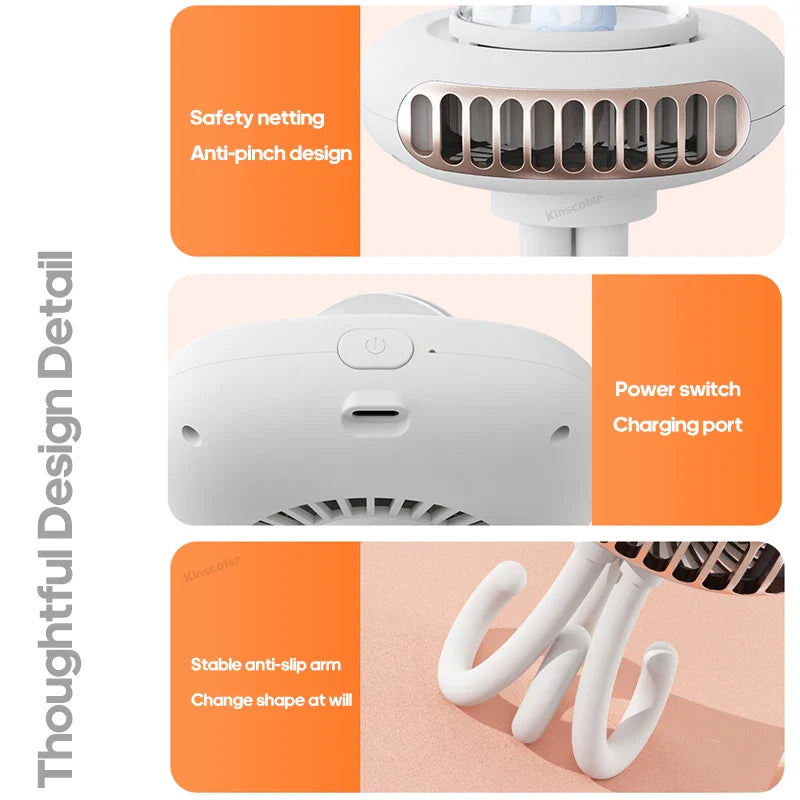 Carvallo-Ventilator Brisano ClipFlex | Fällbar & Återuppladdningsbar | 2000 mAh Batteri | 4 Hastigheter | Med klämma för barnvagn, bord & på språng