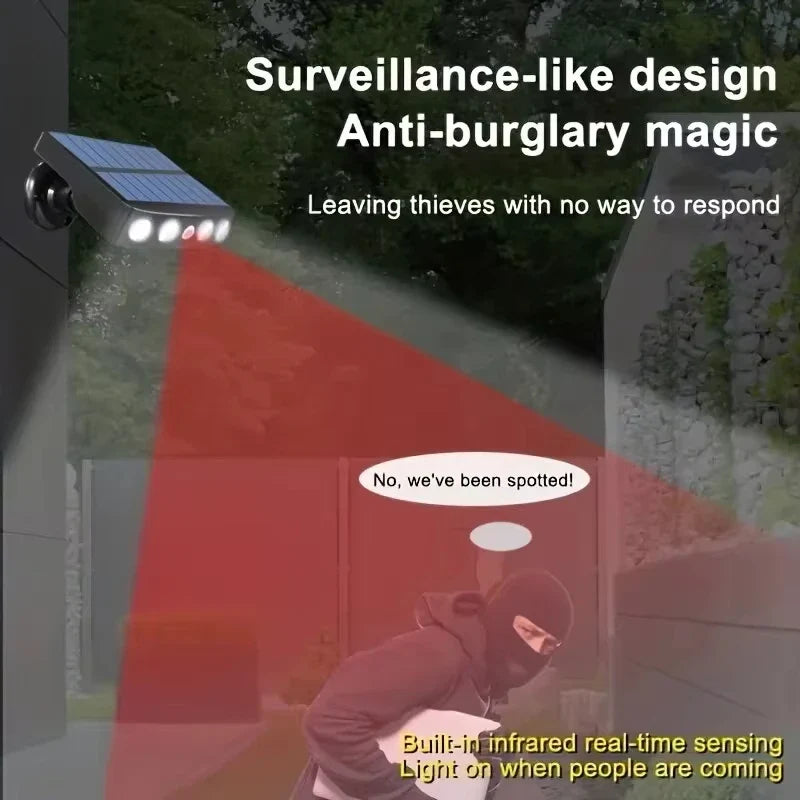 Carvallo MotionSolar | LED vägglampa med rörelsesensor | Solarbetriven & Vattentät | 4 LEDs