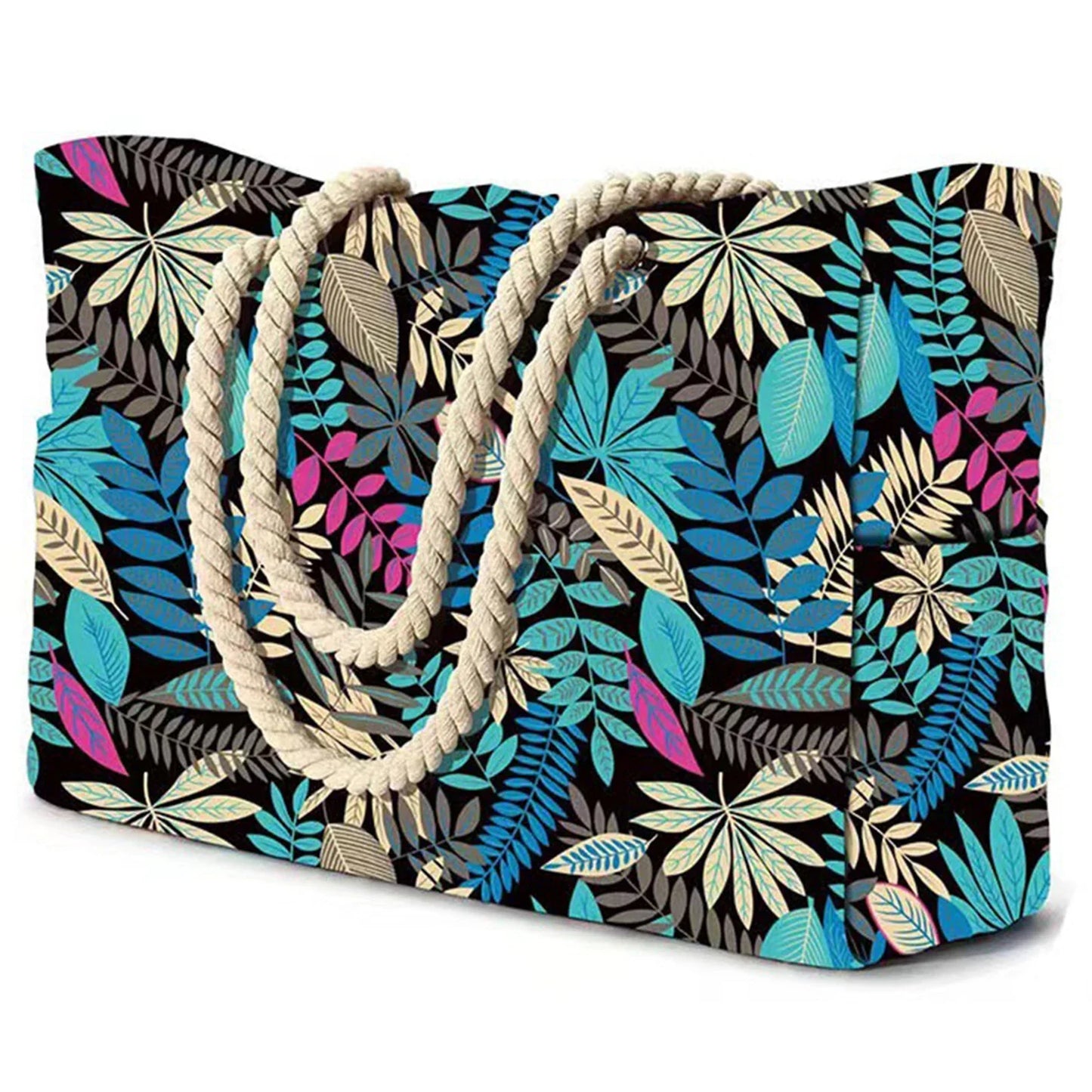 Carvallo Randig Strandväska med dragkedja | Fällbar & Vattentät | Sandresistent Canvas | För resor & semester