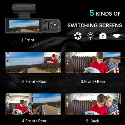 1080P WiFi Dubbelkamera Dash Cam – Främre &amp; Inuti Bilkamera med IR Nattvision &amp; Loopinspelning