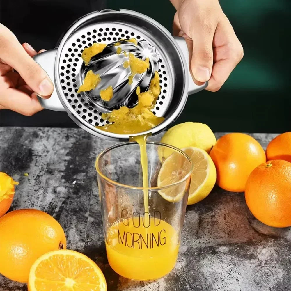 Carvallo Manuell Citruspress i rostfritt stål | Handpress för citron, apelsin &amp; lime | Bärbar &amp; diskmaskinssäker | För kök &amp; på språng
