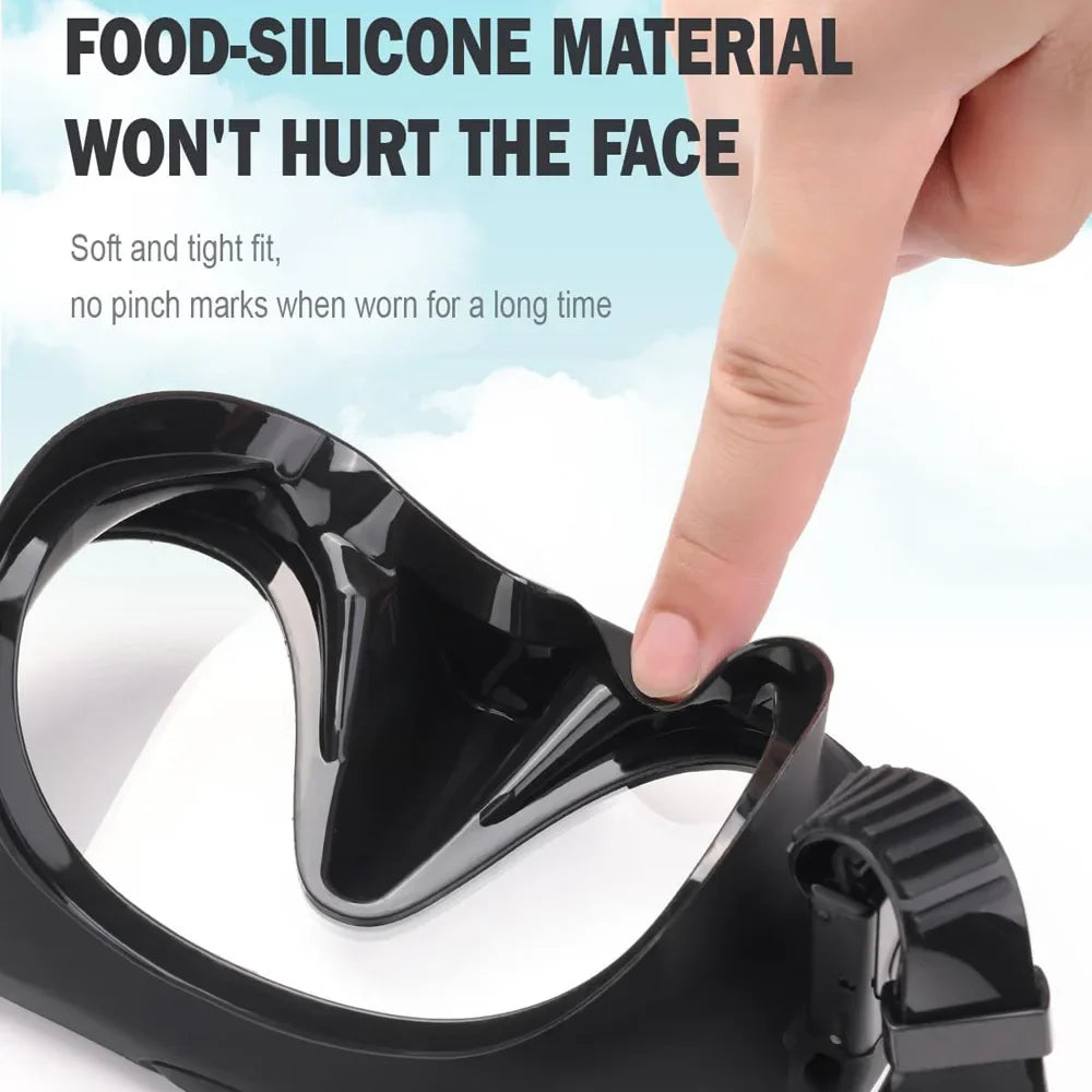 Carvallo dykmask med snorkel | 180° panoramautsikt | Antiläckage & HD-glas | Livsmedelsgodkännt silikon