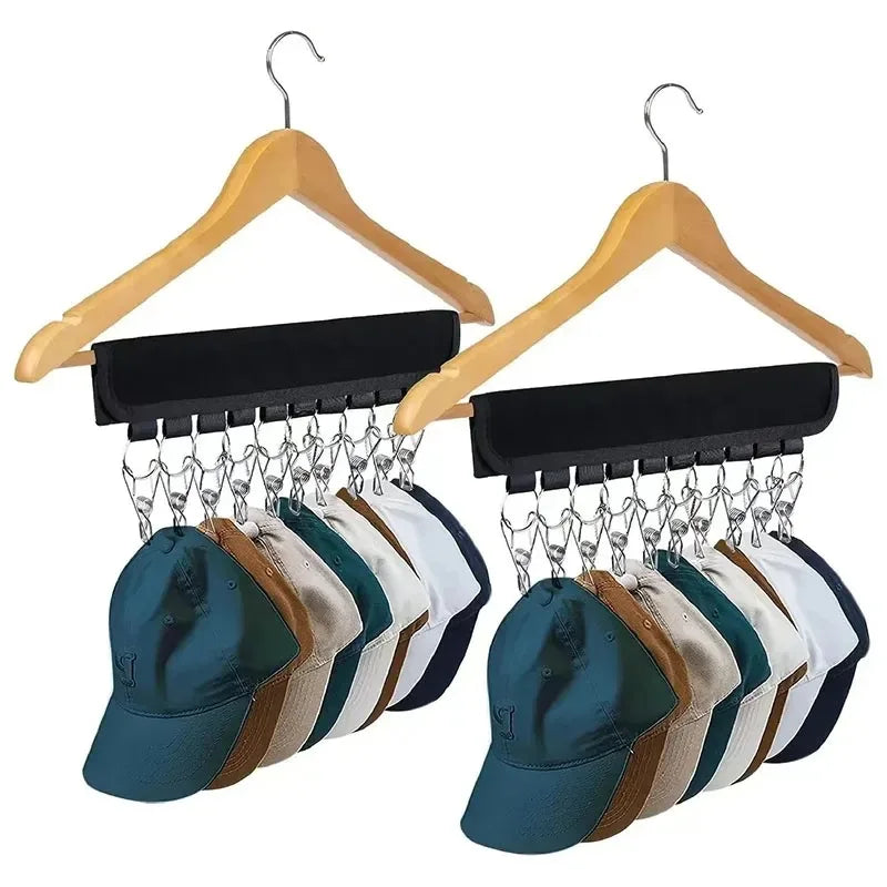 Carvallo Fällbar klädhängare med 10 rostfria klämmor | Hatt- & handdukshängare | Rostfritt & platsbesparande | Svart