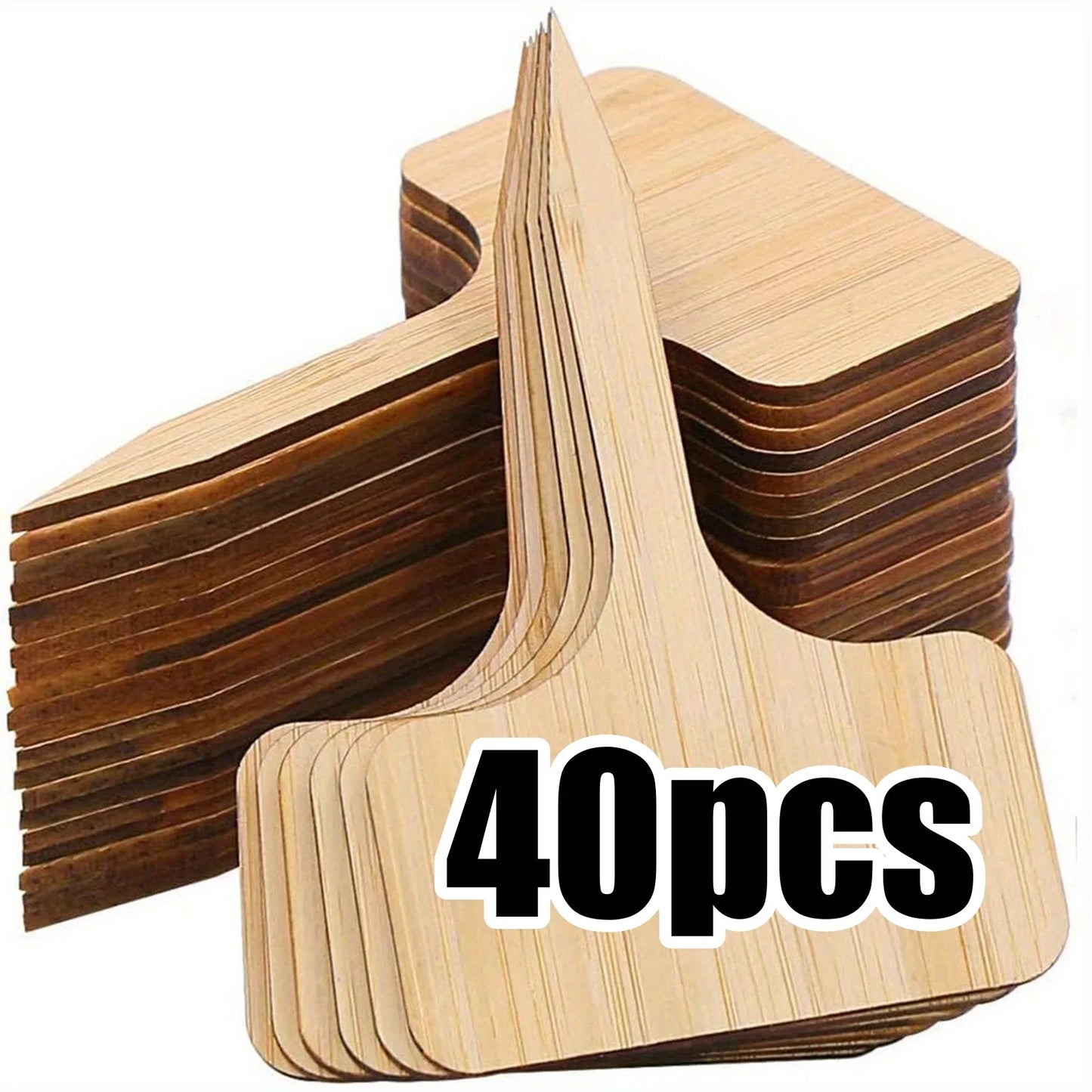 Carvallo NaturLine växtskyltar av bambu 50 st. | T-formad trädgårdspik | Ombart och väderbeständig | För örter, grönsaker och blommor