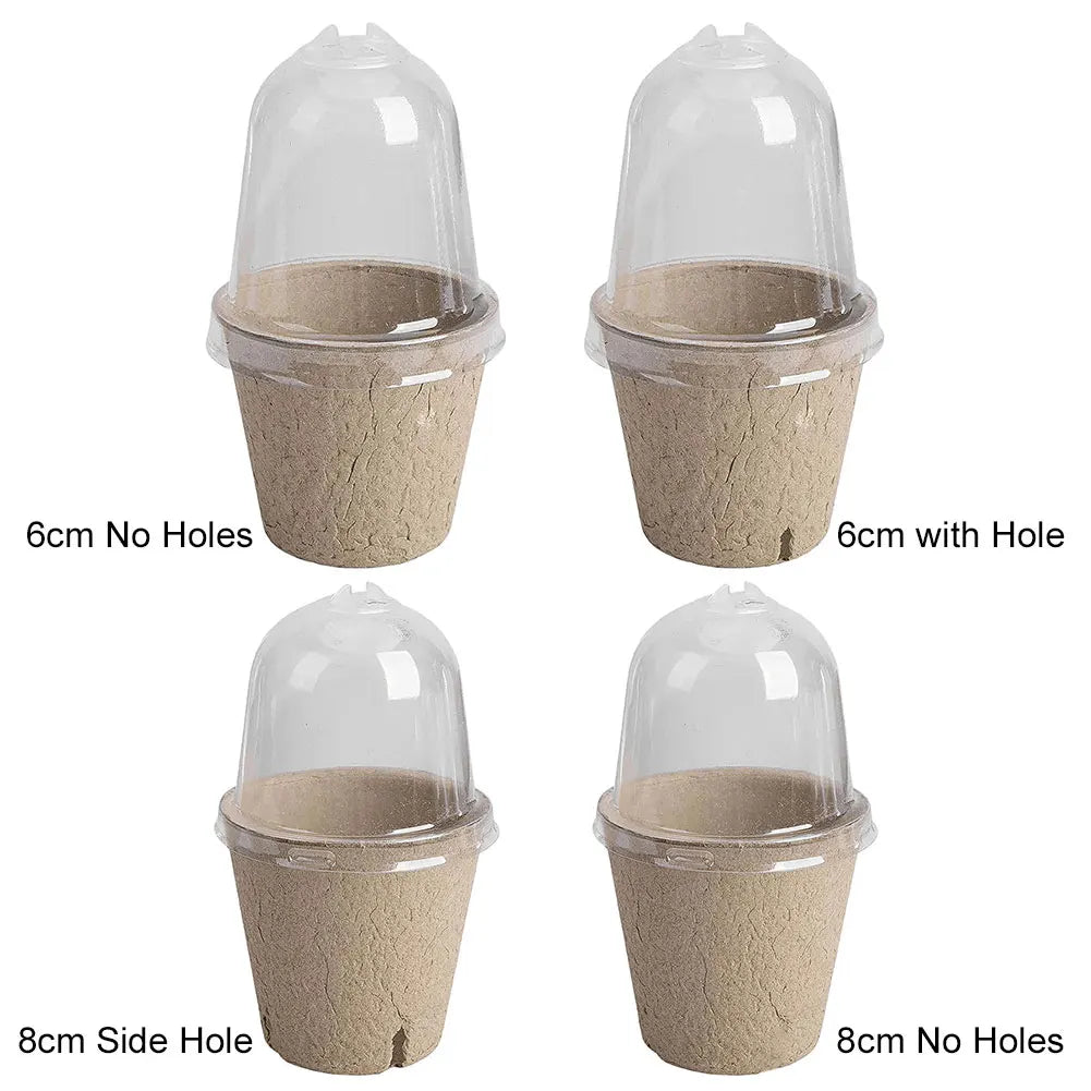 Carvallo Biologiskt nedbrytbara såjordkrukor 10-pack | Med växthuslock | För grönsaker, örter & blommor | Hållbar groddhjälp