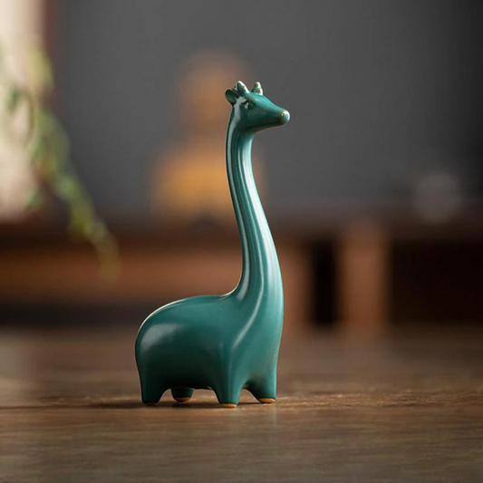 SereniTales - Minimalistisk keramisk giraff- och elefantfigurer för elegant inredning