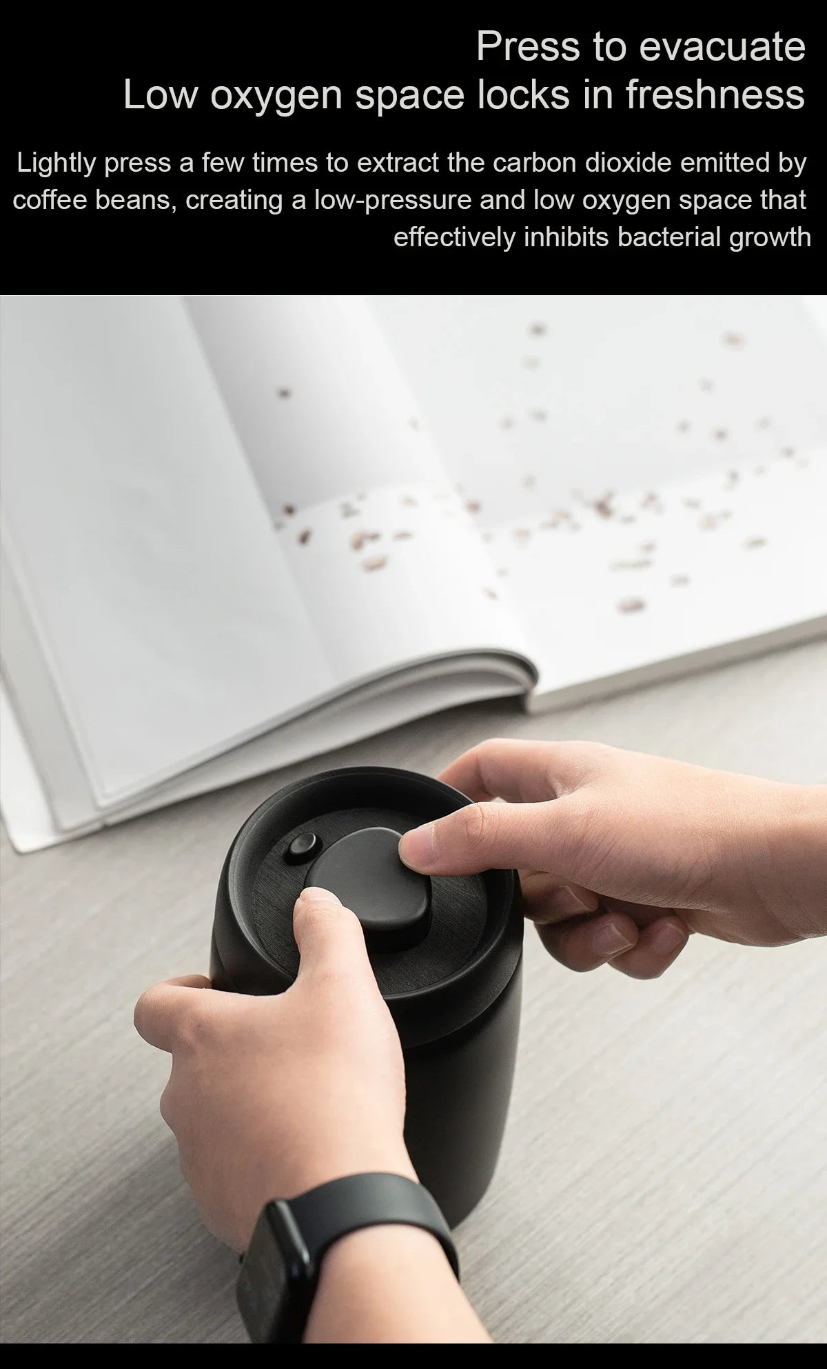 Royallure Stålkontainer med vakuum för kaffe, te och kök