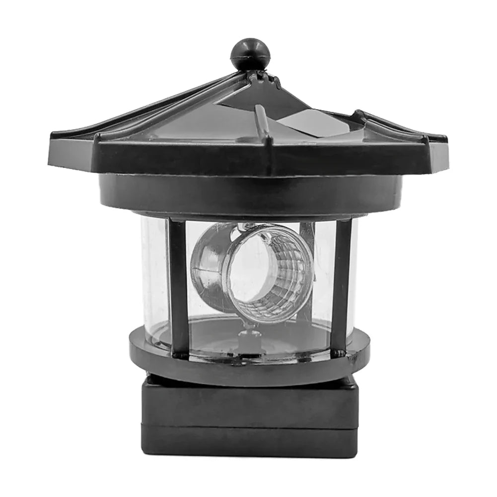 Carvallo LightTower Solar LED fyrtornlampa | Rotations effekt &amp; ljussensor | För trädgård, staket &amp; balkong | 9,5 cm