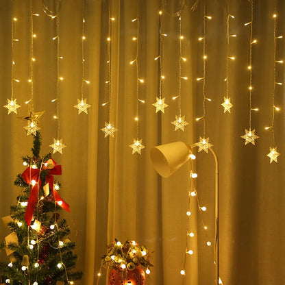 LED ljusslinga med snöflingor – Färgglada dekorationljus för jul och festdekoration