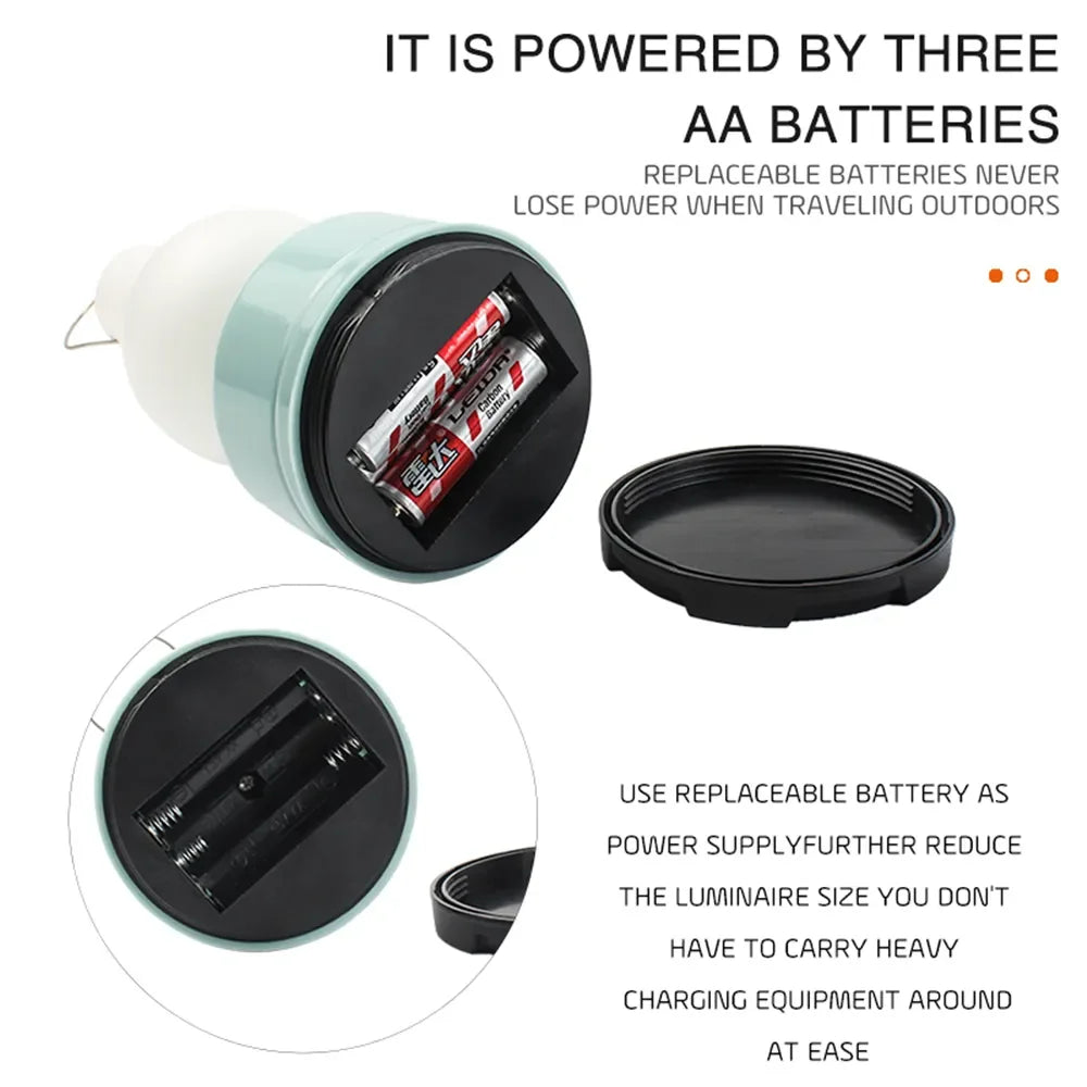 Carvallo CampLight | Bärbar utomhuslampa | 2 ljuslägen & vattentålig | För tält, vandring & trädgård – Grön/Rosa