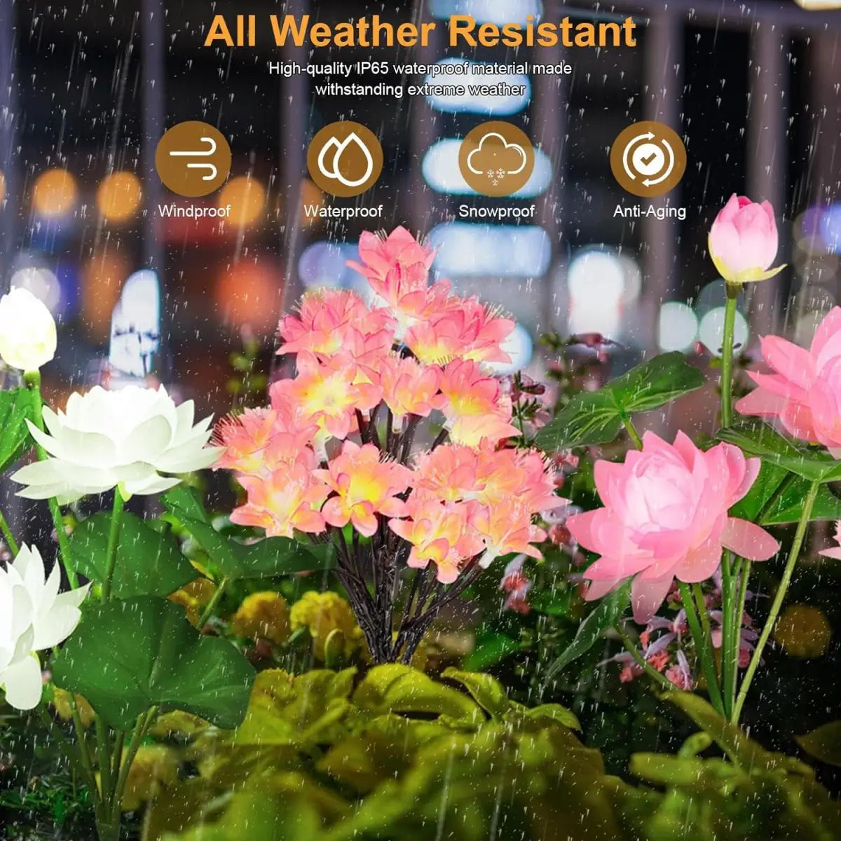 Carvallo Solar Trädgårdslampor Kameliablomningar | 15 LED Utomhus Dekorationsljus | Vattentålig & Solenergibaserad | Stämningsbelysning för Trädgård & Terrass