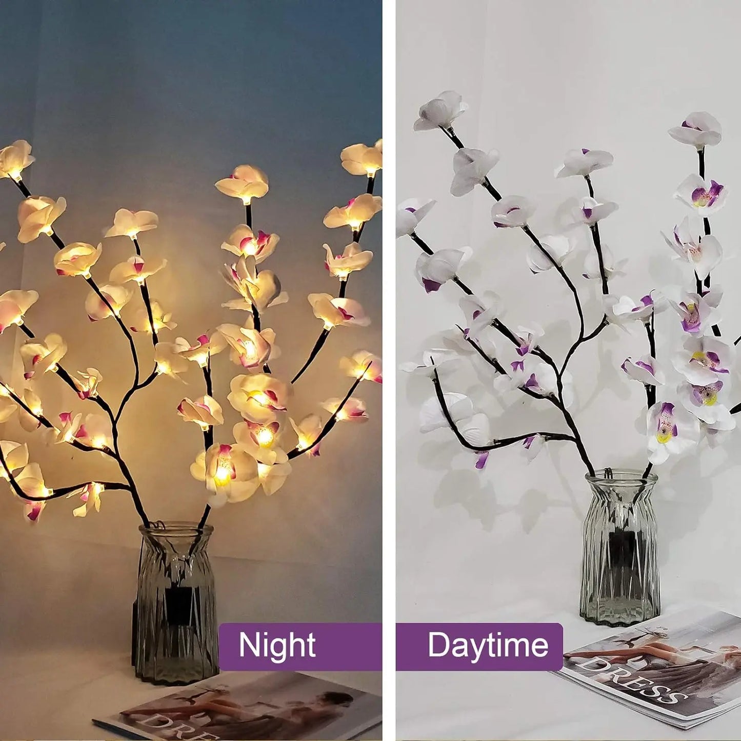 RoyaleGlow LED Orkidé Träd Ljus – Elegant Dekorativ Belysning