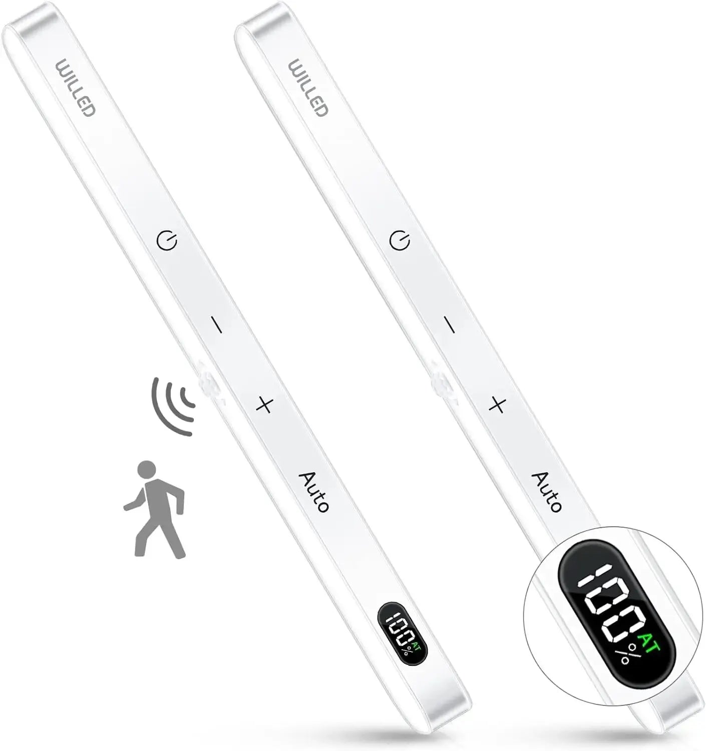 Carvallo LED ljusskena | Med rörelsesensor & batteriindikator | Uppladdningsbar | För skåp, kök & hall