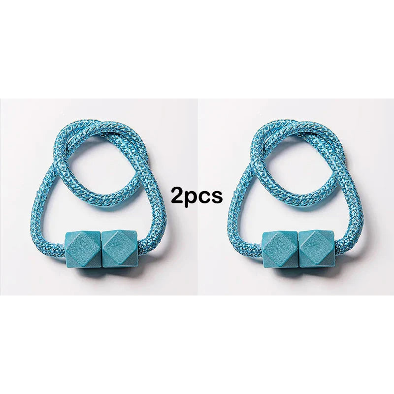 Carvallo gardinstång med magnet | 2-pack | Tjock rep-design & Stark grepp | För vardagsrum, sovrum & kök