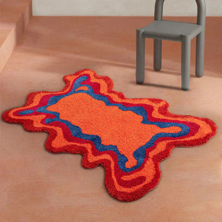 RetroWave – Psykedelisk tuftad matta med djärva 70-talsinspirerade mönster för livliga rum