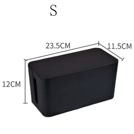 Carvallo Kabelbox med lock | 32×13×12 cm | Uttags- & laddkabel-organisatör | Dammskydd för nätaggregat & routrar