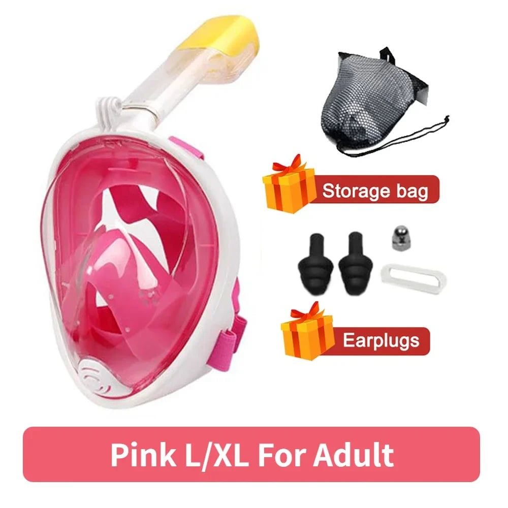 Carvallo Snorkelmask Helansikte | 180° Panorama View | Anti-dimma & läcksäker | För barn, ungdomar & vuxna