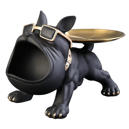 Carvallo | Bulldog Figur med förvaringsfack | 30 cm dekorskulptur | Resin konstverk | Djurstaty för vardagsrum