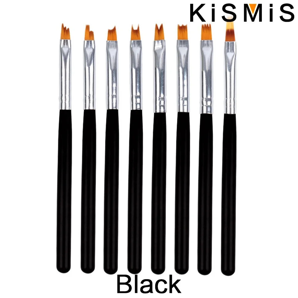 Carvallo-penselsæt NailMuse 8-pak | Fine detaljpenner til gel og neglekunst | Træhåndtag | Fås i 5 farver