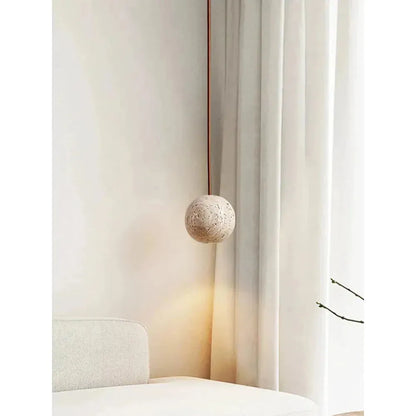 Hänglampa av travertin – Minimalistisk rund LED-hänglampa i Wabi-Sabi-stil