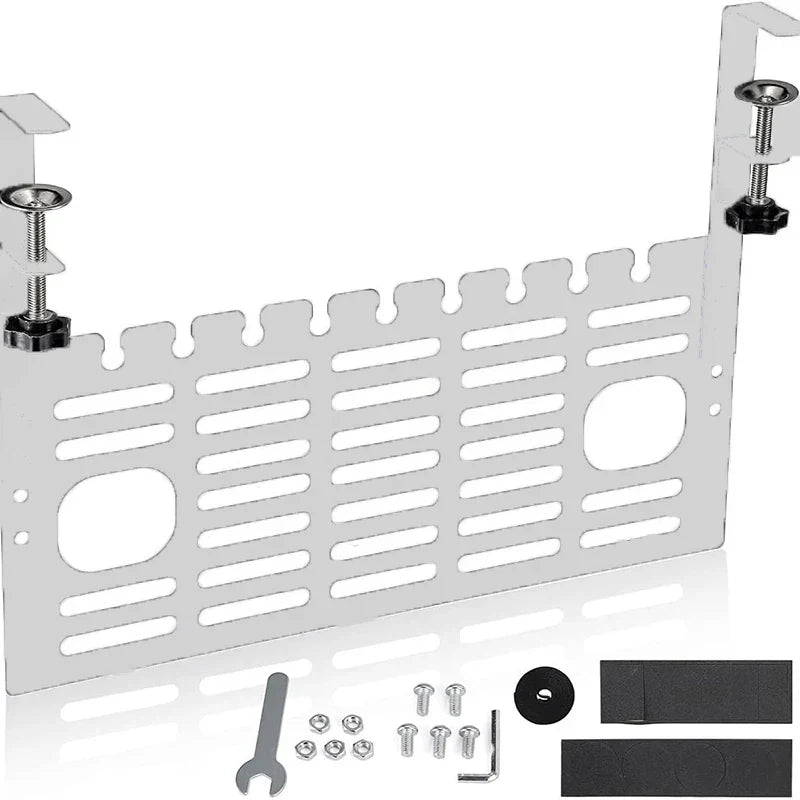 Carvallo Kabelhantering Under-Bord | Metallkabelkorg med klämfäste | 40 × 17 cm | För skrivbord 1–6 cm tjocklek