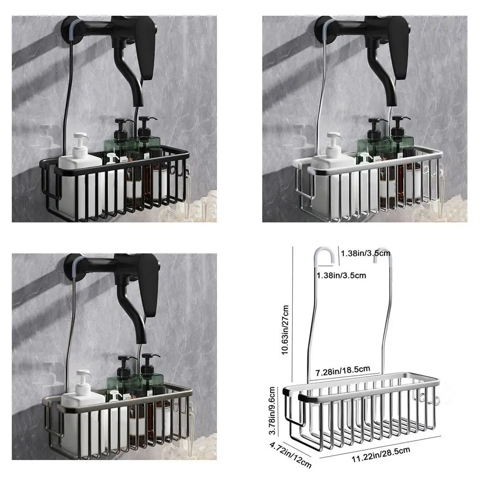 Carvallo AeroRack Hängande Duschhylla av Aluminium | Rostfri Duschhylla med Krok | Stor Kapacitet för Schampo & Badaccessoarer