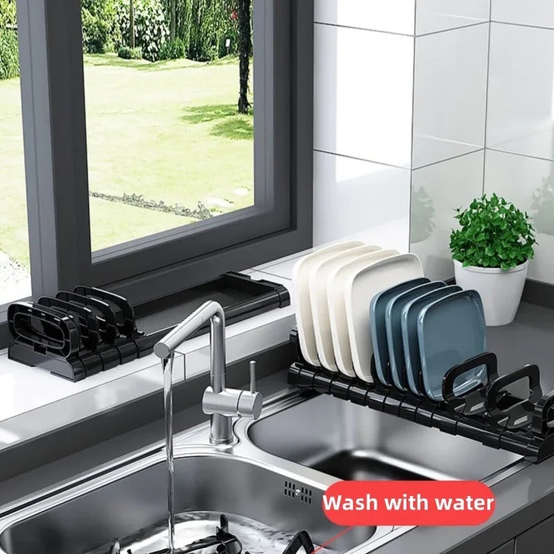 Carvallo FlexiRack | Justerbar skål- och tallrikshylla | Med avrinning för låda och köksskåp