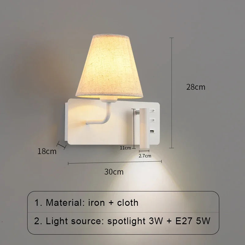 LuminoWall - Modern vägglampa med USB och läslampa