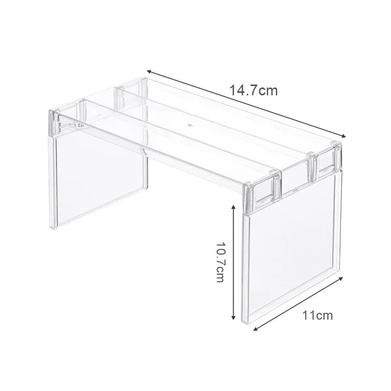 Carvallo-Organizer ClearStack Duo | Transparent hyllavdelare | Platsbesparande förvaringshylla | 14,7×11,1×10,7 cm / 21,7×11,1×10,7 cm