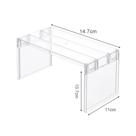 Carvallo-Organizer ClearStack Duo | Transparent hyllavdelare | Platsbesparande förvaringshylla | 14,7×11,1×10,7 cm / 21,7×11,1×10,7 cm