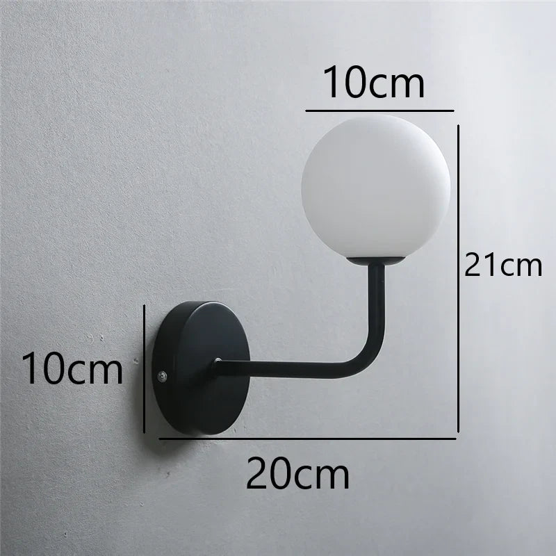 NordicLuxe - Glas Vägglampa - Modern LED Lampa för Sovrum och Vardagsrum