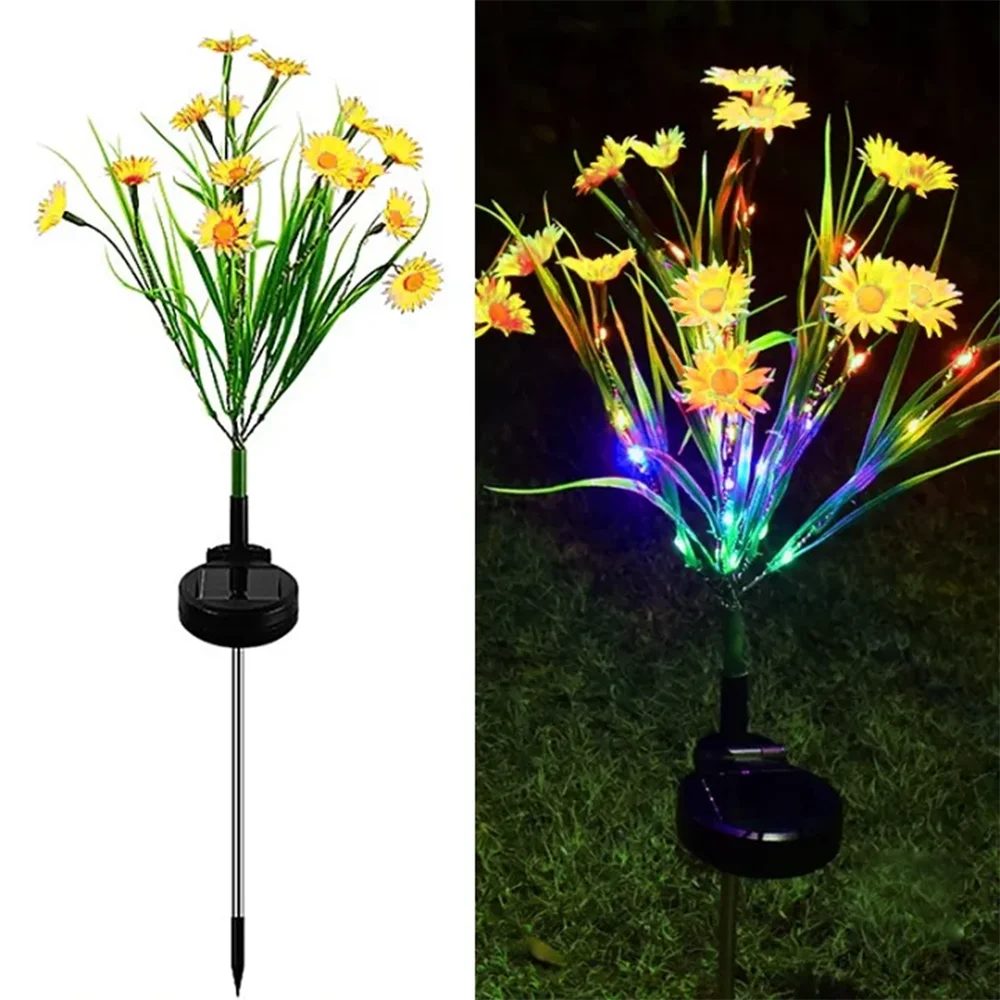 Carvallo Solar Trädgårdslampa Tusensköna | Vattentät LED Blomlampa för Utomhusbruk | Automatisk Deko-Solarlampa för Trädgård & Balkong