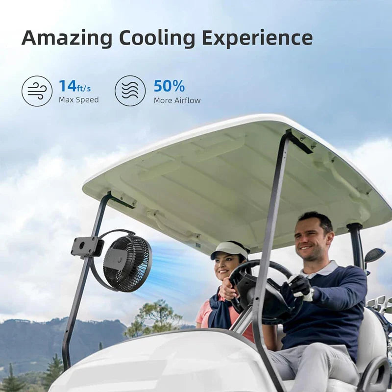 Carvallo-Ventilator BreeziClip | 8-tum | Tyst & Återuppladdningsbar | 10.000 mAh Batteri | För barnvagnar, camping & hem