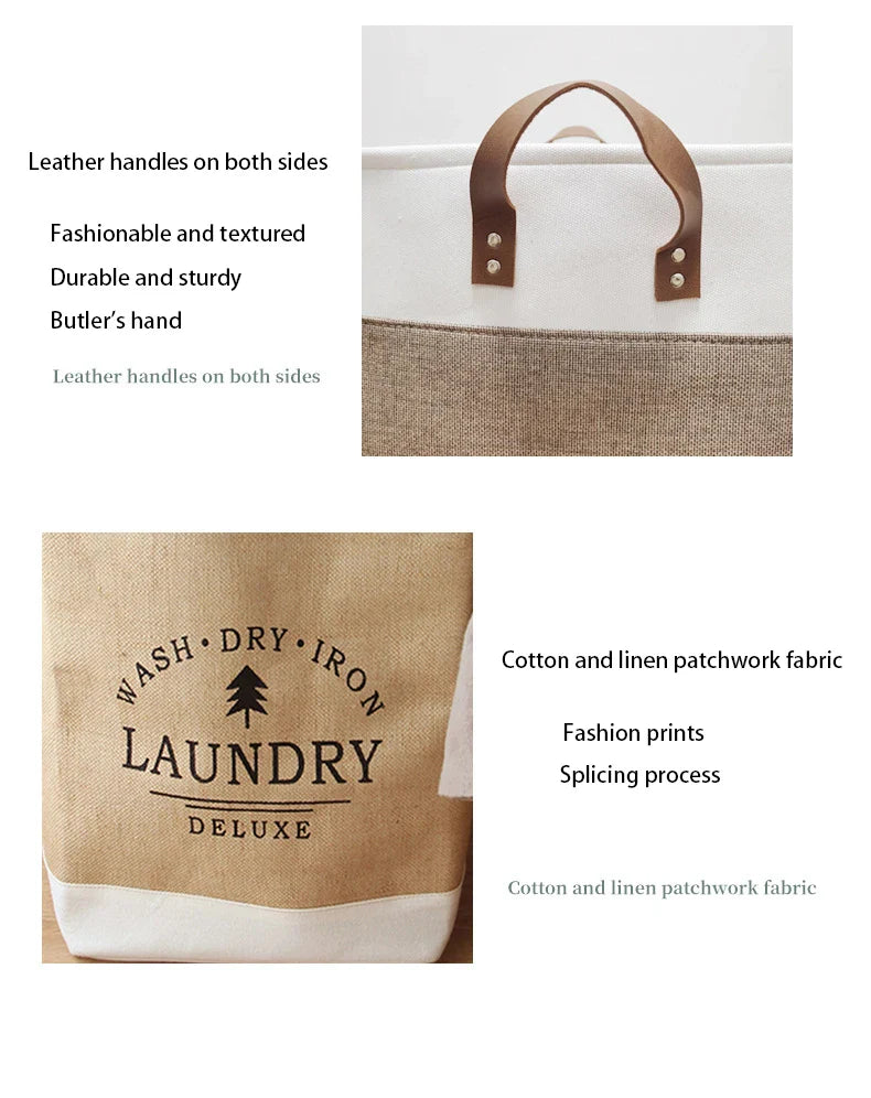 Rayvia Tvättkorg - Chic Design med Hållbara Läderhandtag