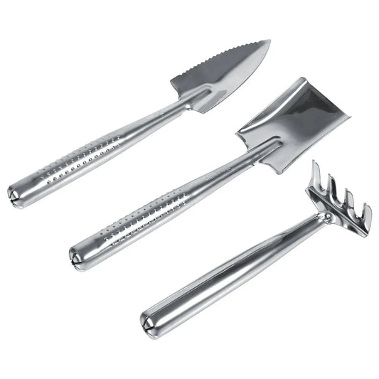 Carvallo MiniGrow Set Mini-trädgårdsverktyg Set 3-delad | Spade, spad och räfsa | För barn & krukträdgård